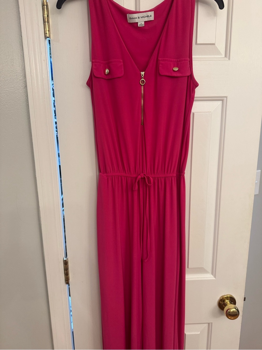 Emma & Michele Fuchsia Sleeveless Romper with Zip Front